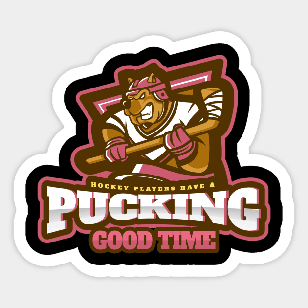 Hockey players have a pucking good time Sticker by DnJ Designs